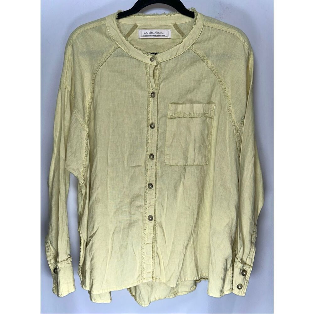 We the free keep it simple yellow button down shirt size XS